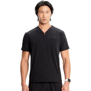image:imageCherokee Infinity Mens Scrubs Top V Neck Partial Zip with 2 PocketsBlack
