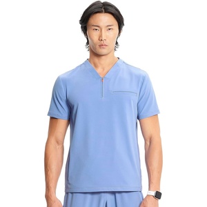 image:imageCherokee Infinity Mens Scrubs Top V Neck Partial Zip with 2 PocketsCiel