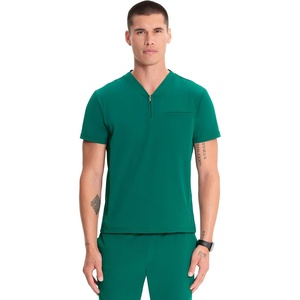 image:imageCherokee Infinity Mens Scrubs Top V Neck Partial Zip with 2 PocketsHunter