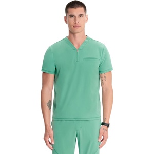 image:imageCherokee Infinity Mens Scrubs Top V Neck Partial Zip with 2 PocketsMatcha Latte