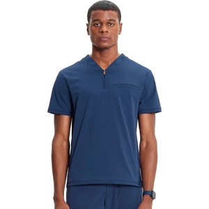 image:imageCherokee Infinity Mens Scrubs Top V Neck Partial Zip with 2 PocketsNavy