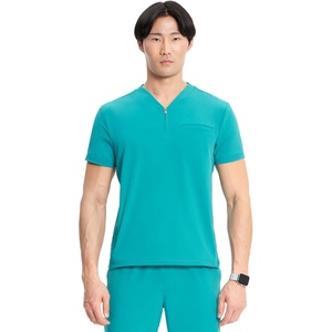 image:imageCherokee Infinity Mens Scrubs Top V Neck Partial Zip with 2 PocketsTeal Blue