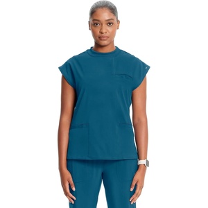 image:imageCherokee Infinity Scrub Tops Women Mock Neck Dolman Sleeves Nurse ShirtCaribbean Blue