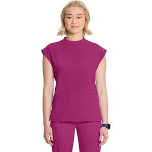 image:imageCherokee Infinity Scrub Tops Women Mock Neck Dolman Sleeves Nurse ShirtFuture Fuchsia