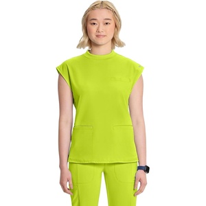 image:imageCherokee Infinity Scrub Tops Women Mock Neck Dolman Sleeves Nurse ShirtLime Time