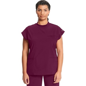 image:imageCherokee Infinity Scrub Tops Women Mock Neck Dolman Sleeves Nurse ShirtWine