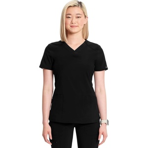 image:imageCherokee Infinity Scrub Tops Women VNeck Slim Fit 2 Pocket 360 StretchBlack