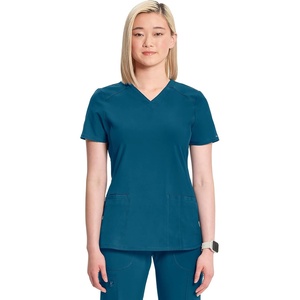 image:imageCherokee Infinity Scrub Tops Women VNeck Slim Fit 2 Pocket 360 StretchCaribbean Blue