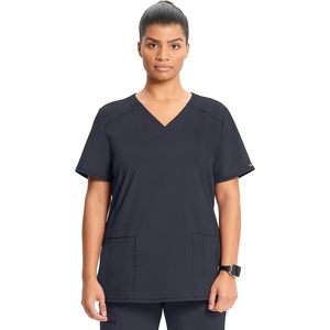 image:imageCherokee Infinity Scrub Tops Women VNeck Slim Fit 2 Pocket 360 StretchPewter