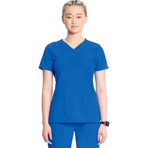 image:imageCherokee Infinity Scrub Tops Women VNeck Slim Fit 2 Pocket 360 StretchRoyal