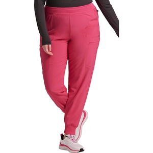 image:imageCherokee Infinity Womens Mid Rise Jogger Scrub Pants RibKnit Waist 6 Pockets 360 Stretch MoistureWicking  CK080ACarmine Pink