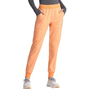 image:imageCherokee Infinity Womens Mid Rise Jogger Scrub Pants RibKnit Waist 6 Pockets 360 Stretch MoistureWicking  CK080APeach Linen