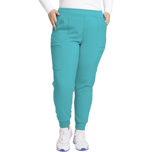 image:imageCherokee Infinity Womens Mid Rise Jogger Scrub Pants RibKnit Waist 6 Pockets 360 Stretch MoistureWicking  CK080ATeal Blue