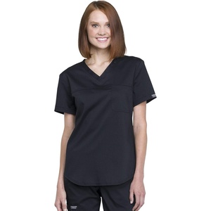 image:imageCherokee WW Revolution Scrub Tops Women V Neck Tuckable Shirt 1 PocketBlack