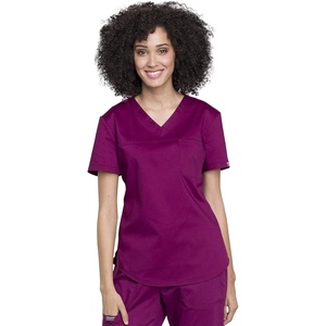 image:imageCherokee WW Revolution Scrub Tops Women V Neck Tuckable Shirt 1 PocketWine